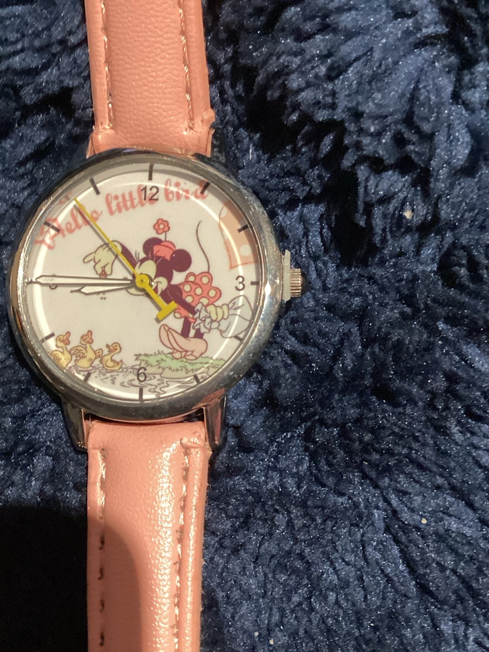 Disney Pink Minnie Mouse Analog Kids Watch with Yellow Hands